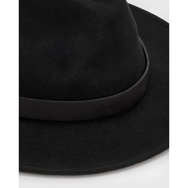 Allsaints Australia Mens Bronson Wide Brim Wool Fedora Black AU31-498